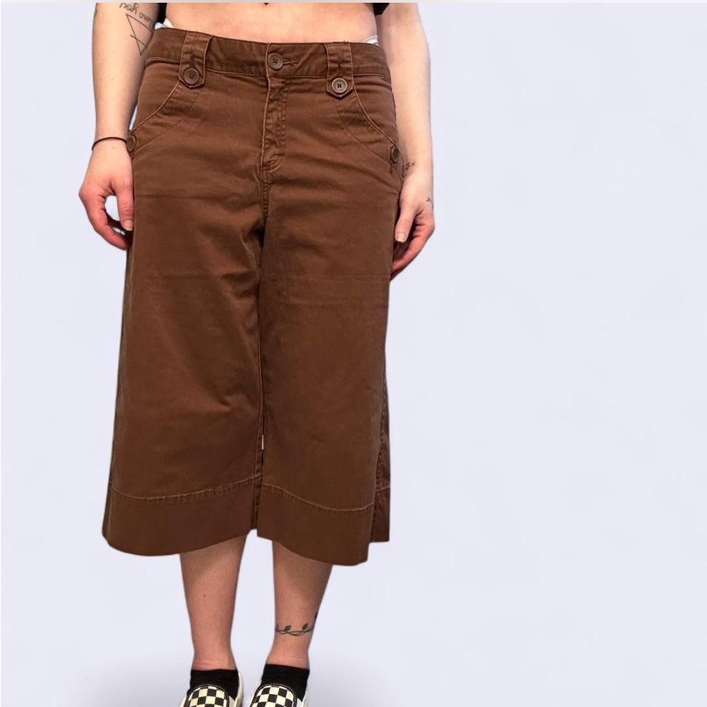 Faded Glory Stretch Wide Leg Crop Pants - Chocolate